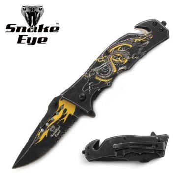 Snake Eye Tactical Spring Assist Knife 4.5" Closed DGYL